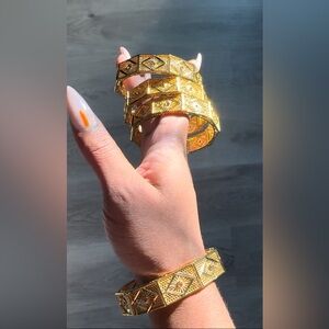 24k Gold Plated Bangle Diamond Eye Bangle